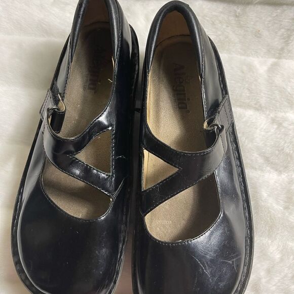 Alegria Day 011 black patent leather Mary Jane shoes with Velcro strap S… - Picture 7 of 13